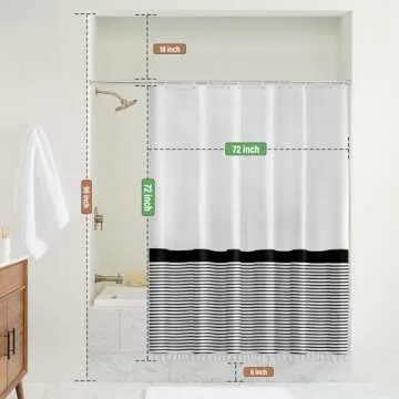Stylish Black and White Shower Curtain with Tassels