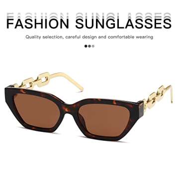 MASDUN Square Sunglasses for Women Men trendy Trendy Sunnies Black White Drive Fashion UV Protection (Flower Color/Brown)