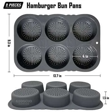 GDDGCUO Hamburger Bun Pan, 4 Inch Silicone Hamburger Bun Mold, 6 Cup Big Baking Pan for Homemade Hamburger Buns, Dishwasher Safe