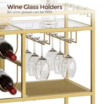MAHANCRIS 3-Tier Bar Cart with Wheels and Wine Rack