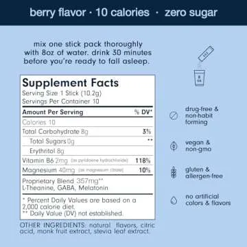 Som Sleep, Restful Calm Sleep Powder Drink Mix w/Melatonin, Magnesium, Vitamin B6, L-Theanine & GABA...