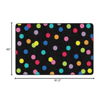 Flagship Carpets Schoolgirl Style Just Teach Rainbow Polka Dots Classroom Area Rug for Indoor Classroom Learning or Kid Bedroom Educational Play Mat, 5'x7'6", Multi