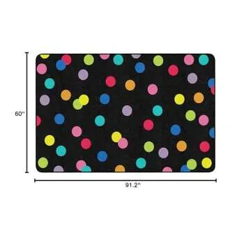 Flagship Carpets Schoolgirl Style Just Teach Rainbow Polka Dots Classroom Area Rug for Indoor Classroom Learning or Kid Bedroom Educational Play Mat, 5'x7'6", Multi