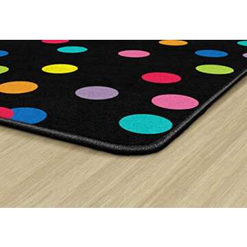 Flagship Carpets Schoolgirl Style Just Teach Rainbow Polka Dots Classroom Area Rug for Indoor Classroom Learning or Kid Bedroom Educational Play Mat, 5'x7'6", Multi