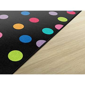 Flagship Carpets Schoolgirl Style Just Teach Rainbow Polka Dots Classroom Area Rug for Indoor Classroom Learning or Kid Bedroom Educational Play Mat, 5'x7'6", Multi