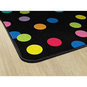 Flagship Carpets Schoolgirl Style Just Teach Rainbow Polka Dots Classroom Area Rug for Indoor Classroom Learning or Kid Bedroom Educational Play Mat, 5'x7'6", Multi