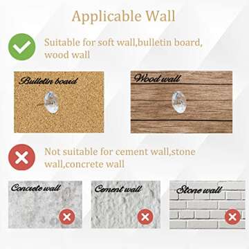 100Pcs Clear Push Pins for Cork Board, Decorative Thumb Tacks for Wall Hangings, Transparent Diamond Push Pin for Bulletin Board, Crystal Head Tacks for Posters, Office, Maps, Sofa, Office, Classroom