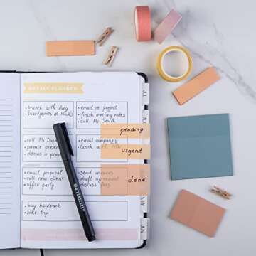 DiverseBee Transparent Sticky Notes (Includes Quick Dry Pen), Cute Clear Sticky Tabs, Translucent Page Flags Book Markers Stickers, Planner Accessories Bible Journaling Study Office Supplies (Candy)