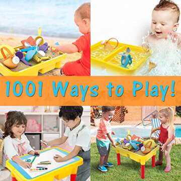 SOWOW Sand and Water Table for Toddlers – 3in1 Indoor & Outdoor Water Table for Kids – Portable Baby Water Table with Cover and Toddler Beach Toys – Sensory Bin Table for Babies & Toddlers