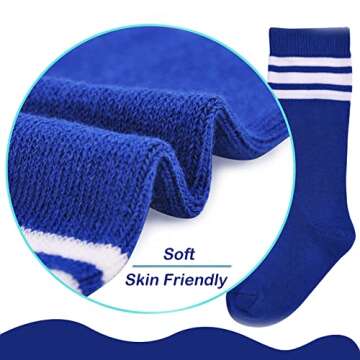 American Trends Kids Soccer Socks Knee High Socks for Toddler Boys Girls Youth School Uniform Stripes Cotton Sport Long Tube Sock Yellow White