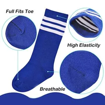 American Trends Kids Soccer Socks Knee High Socks for Toddler Boys Girls Youth School Uniform Stripes Cotton Sport Long Tube Sock Yellow White