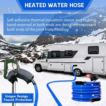 50FT Heated Water Hose for RV,-45 ℉ Antifreeze Heated Drinking Garden Water Hose，Electrically He...