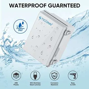 TICONN Waterproof Electrical Junction Box IP67 ABS Plastic Enclosure with Hinged Cover with Mounting...