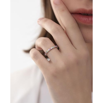 ARTLOVER Multi-Color Diamond Eternity Ring for Women