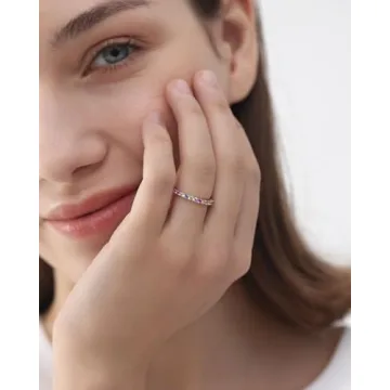 ARTLOVER Multi-Color Diamond Eternity Ring for Women