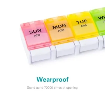 Sukuos AM PM Weekly Pill Organizer Large 7-Day Detachable Box