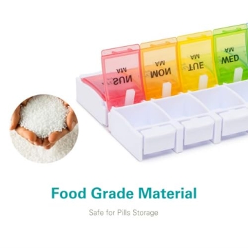 Sukuos AM PM Weekly Pill Organizer Large 7-Day Detachable Box