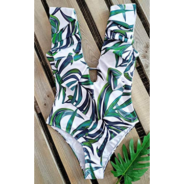 Flattering SPORLIKE V-Neck Ruffle One Piece Swimsuit