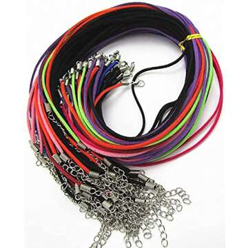 20Pcs Mixed Colors Suede Cord Lace Faux Leather Cord Bulk Necklace Cord 18'' Plus 2'' Extension Chain Lobster ​Clasp Bulk for Bracelet Making Necklaces Jewelry Making Supplies Accessories