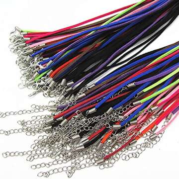 20Pcs Mixed Colors Suede Cord Lace Faux Leather Cord Bulk Necklace Cord 18'' Plus 2'' Extension Chain Lobster ​Clasp Bulk for Bracelet Making Necklaces Jewelry Making Supplies Accessories