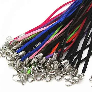 20Pcs Mixed Colors Suede Cord Lace Faux Leather Cord Bulk Necklace Cord 18'' Plus 2'' Extension Chain Lobster ​Clasp Bulk for Bracelet Making Necklaces Jewelry Making Supplies Accessories