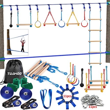 TUAHOO Ninja Obstacle Course for Kids - Ultimate Backyard Adventure Set