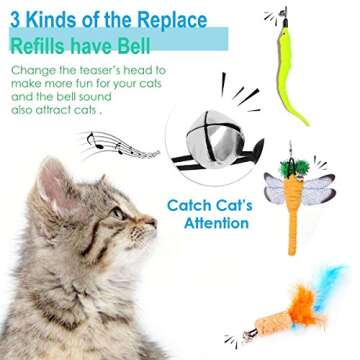 8 Pcs Cat Feather Toy, Cat Toy Wand, Teaser Wand Toy Set, Wineecy Cat Toys Interactive Retractable Wand Rod with Assorted Feather Toy for Exercising Kitten or Cat