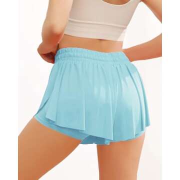 Wsirmet Flowy Butterfly Workout Shorts with Pockets