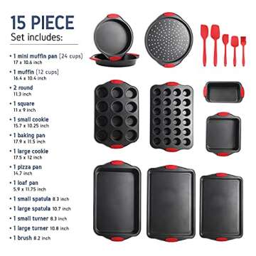 Baking Pan Set, 39 Piece Premium Baking Set, Nonstick Bakeware Sets BPA Free, Cookie Sheets for Baki...