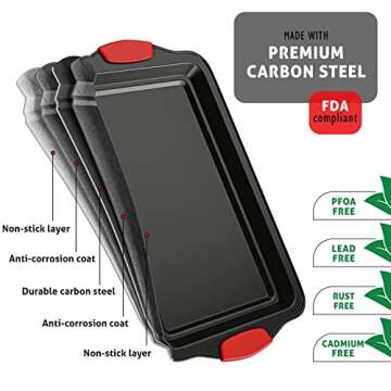 Baking Pan Set, 39 Piece Premium Baking Set, Nonstick Bakeware Sets BPA Free, Cookie Sheets for Baking Nonstick Set, Steel Baking Sheets for Oven with Muffin Pan, Cake Pan & Red Kitchen Utensils