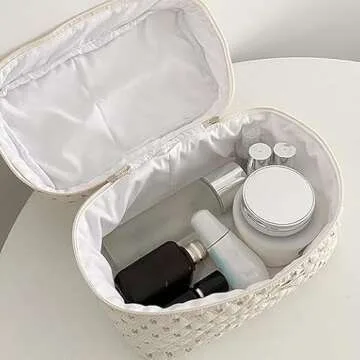 Ormein Floral Cotton Makeup Bag - Aesthetic and Stylish Pouch