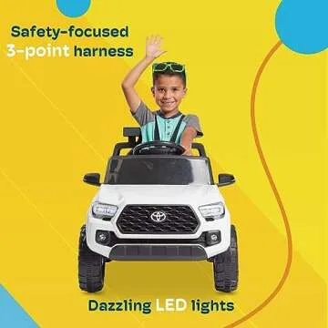 Kidzone 12V Ride on Truck, Battery Powered Licensed Toyota Tacoma Electric Car for Kids, Electric Vehicle Toy with Remote Control, 3 Speeds, MP3, Horn, LED Lights, Suspension System - Black