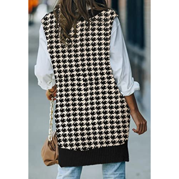 Chic Viottiset Women's Houndstooth Tunic Sweater Vest