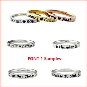 Customize Me -Stainless Steel Band Ring - Names, Initials, Date, Inspiration, Coordinates, Personalized Gift for Her & Him, Mother Daughter Sisters Friends, Anniversary Birthday Valentines Graduation