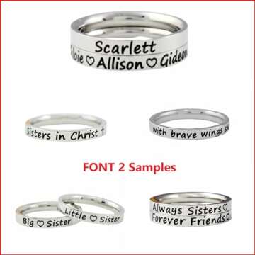Customize Me -Stainless Steel Band Ring - Names, Initials, Date, Inspiration, Coordinates, Personalized Gift for Her & Him, Mother Daughter Sisters Friends, Anniversary Birthday Valentines Graduation