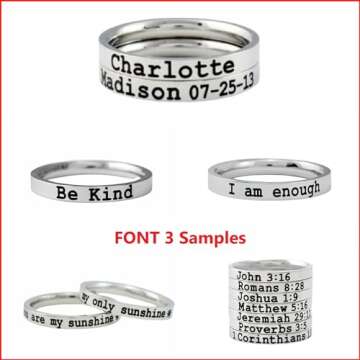 Customize Me -Stainless Steel Band Ring - Names, Initials, Date, Inspiration, Coordinates, Personalized Gift for Her & Him, Mother Daughter Sisters Friends, Anniversary Birthday Valentines Graduation