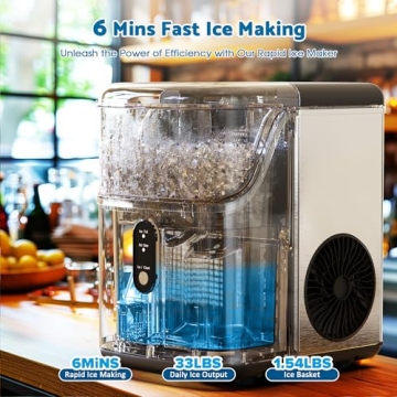Portable ADVWIN Nugget Ice Maker, 33Lbs/24H Soft Ice