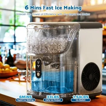 Portable ADVWIN Nugget Ice Maker, 33Lbs/24H Soft Ice