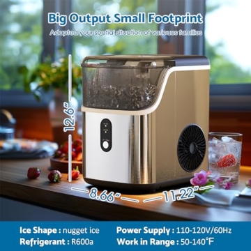 Portable ADVWIN Nugget Ice Maker, 33Lbs/24H Soft Ice