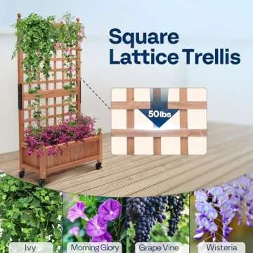 VIVOHOME Planter Box with Trellis - 50 Inch Tall