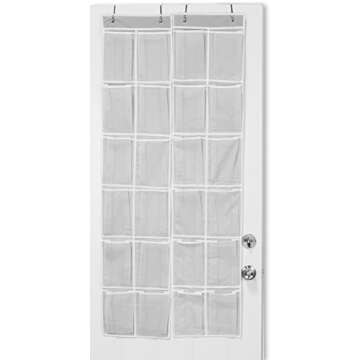 Simple Houseware 24 Pockets - 2PK 12 Large Pockets Over Door Hanging Shoe Organizer, Grey
