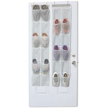 Simple Houseware 24 Pockets - 2PK 12 Large Pockets Over Door Hanging Shoe Organizer, Grey