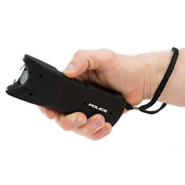 POLICE Stun Gun 916 - Heavy Duty Rechargebale with LED Flashlight, Black