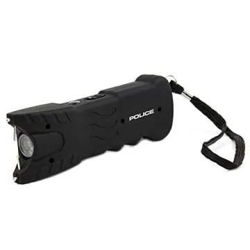POLICE Stun Gun 916 - Heavy Duty Rechargebale with LED Flashlight, Black