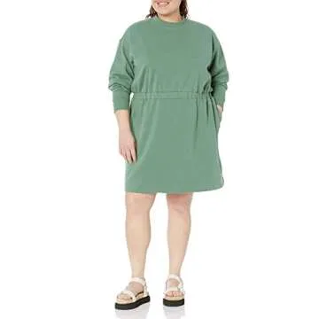Amazon Essentials Women's Waisted Sweatshirt Dress (Available in Plus Size), Sage Green, Medium