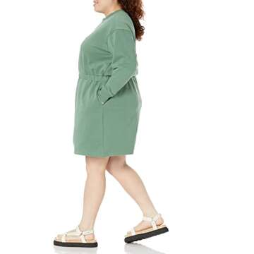 Amazon Essentials Women's Waisted Sweatshirt Dress (Available in Plus Size), Sage Green, Medium
