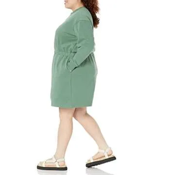 Amazon Essentials Women's Waisted Sweatshirt Dress (Available in Plus Size), Sage Green, Medium