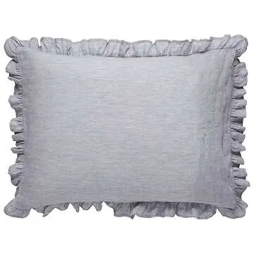 Amazon Brand – Stone & Beam Linen Ruffle Duvet Cover Set, King, Soft Grey