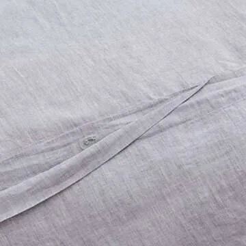 Amazon Brand – Stone & Beam Linen Ruffle Duvet Cover Set, King, Soft Grey