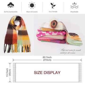 MissShorthair Chunky Colorful Scarf Oversized Blanket Scarves for Women Fluffy Big Thick Warm Shawl Winter,Red-multicoloured